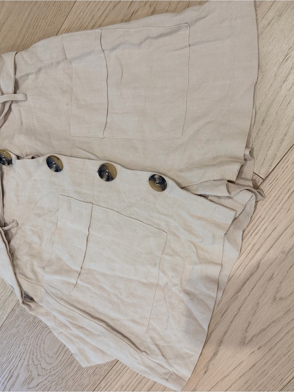 Mustard Seed Soft Beige Linen-Blend Shorts